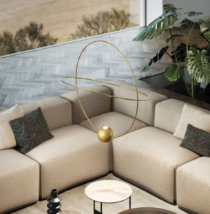 Lodes Elara Medium Large rippvalgusti suspensione gold interior 1