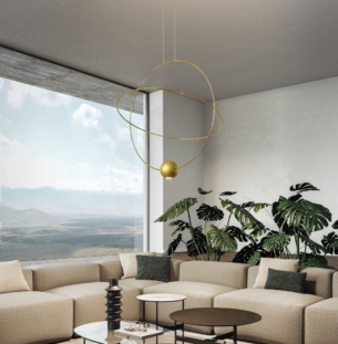 Lodes Elara Medium Large rippvalgusti suspensione gold interior