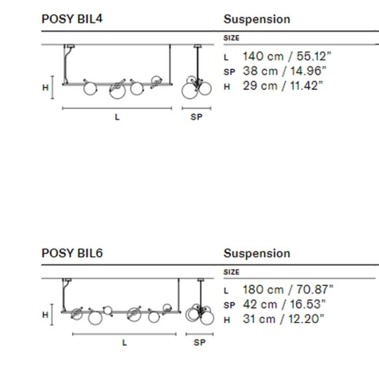 MASIERO Posy BIL4 BIL6 rippvalgusti suspension data sheet