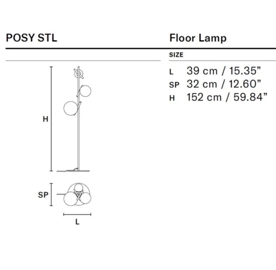 MASIERO Posy STL 3 põrandavalgusti floor lamp data sheet