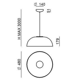 Stilnovo Demi rippvalgusti 48cm tooteleht