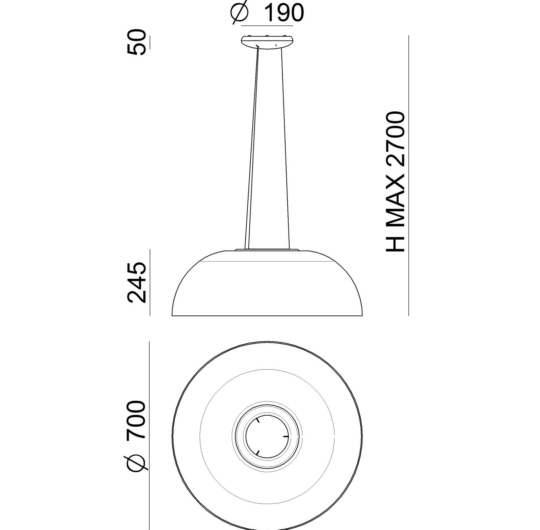 Stilnovo Demi rippvalgusti data sheet 70cm