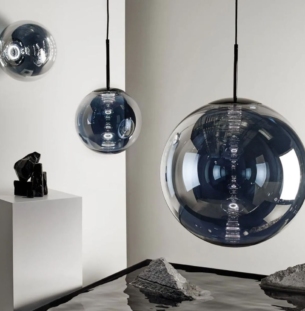 Tom Dixon Globe rippvalgusti hõbe silver interior
