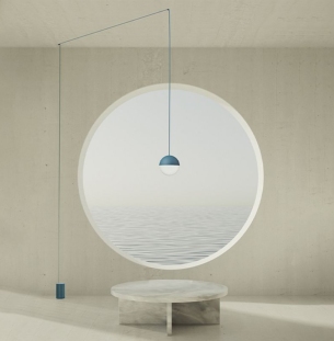 FLOS String Light sphere rippvalgusti sinine interjööris 1