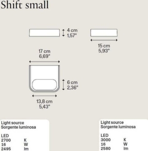 Lodes Shift small seinavalgusti tooteleht