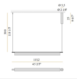 Panzeri Ombra rippvalgusti 115cm tooteleht