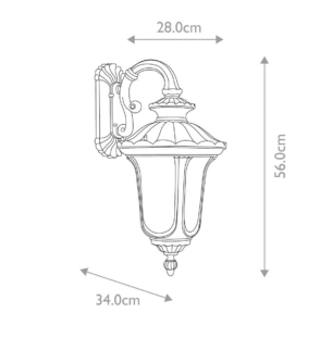 Elstead Chicago seinavalgusti IP44 56cm tooteleht
