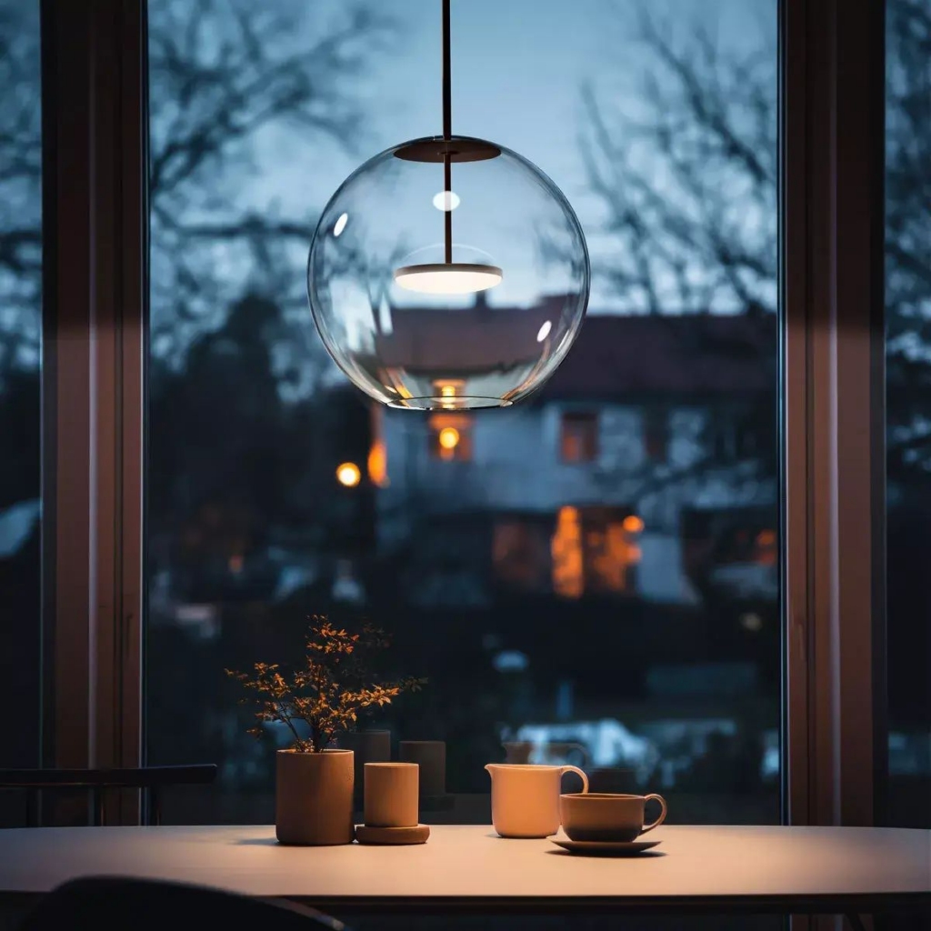 linealight Cristalbolla P rippvalgusti interjööris 1