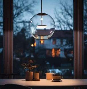 linealight Cristalbolla P rippvalgusti interjööris 1