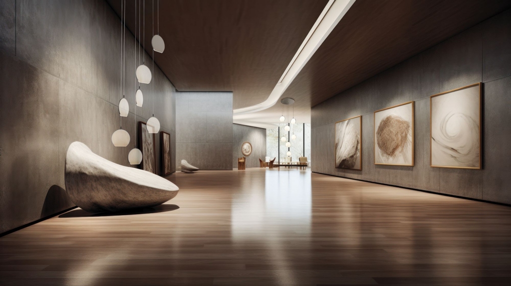 A modern art museum showcasing abstract, Generative AI