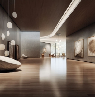 A modern art museum showcasing abstract, Generative AI