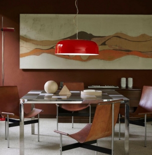 Oluce Canopy rippvalgusti interjööris 1