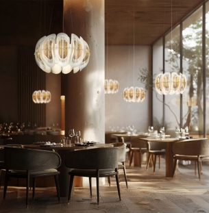 Slamp Fiordlys rippvalgusti interjööris 2