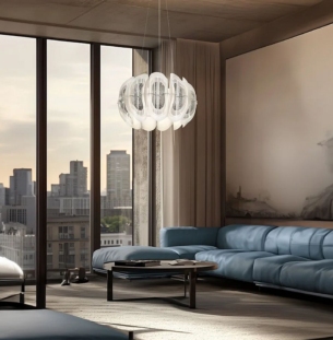 Slamp Fiordlys rippvalgusti interjööris 5