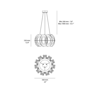 Slamp Fiordlys rippvalgusti tooteleht