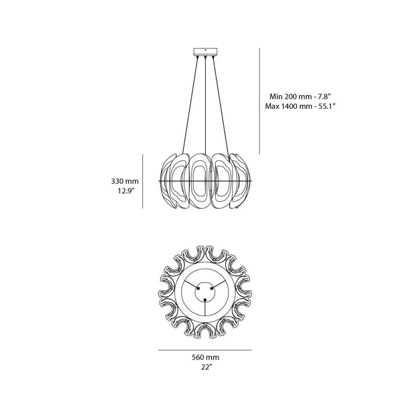 Slamp Fiordlys rippvalgusti tooteleht