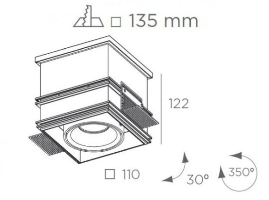 Süvisvalgusti Cube, ääreta