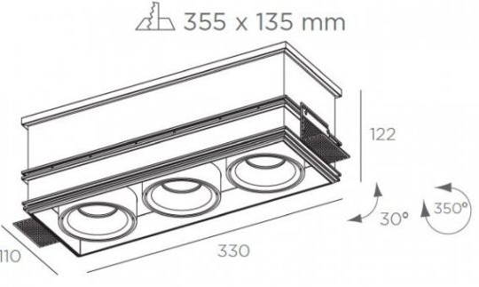 Süvisvalgusti Cube, ääreta