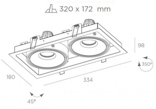 Süvisvalgusti Gran Cube, äärega