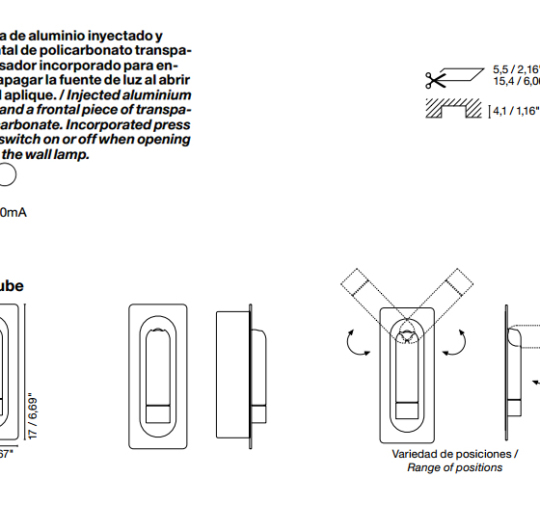 Süvistatud seinavalgusti LEDTUBE, 3W